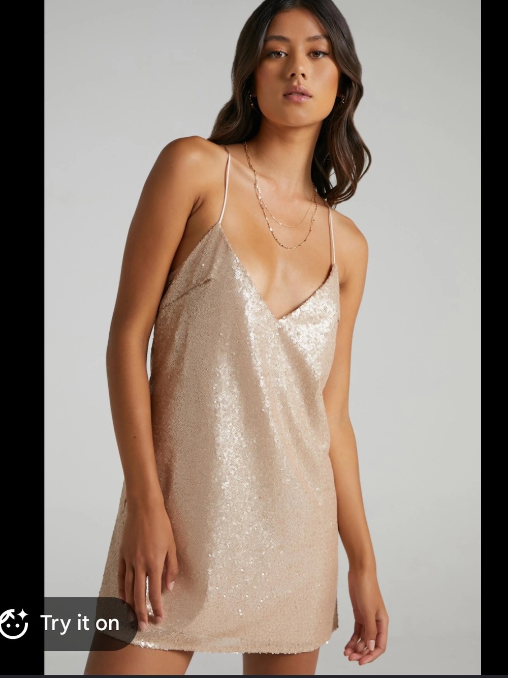 SHOWPO Rose Gold Sequin Mini Dress